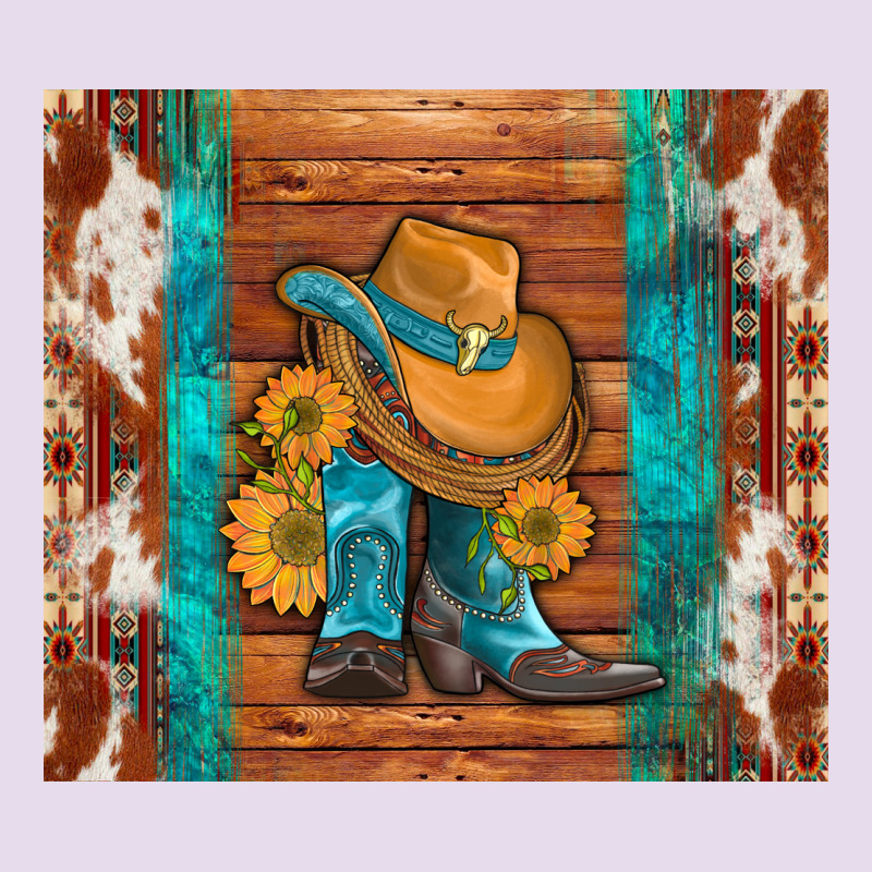 Cowboy Boots Turquoise Aztec Cowhide Premium Hoodie by Artiststas | Teevron
