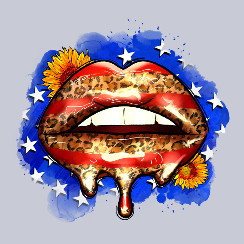 Leopard American Flag Lips Heavyweight Hoodie by Zillion Design Studio | Teevron