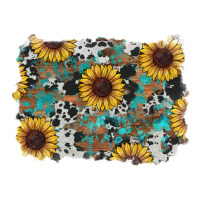 western sunflowers turquoise cowhide background | Teevron
