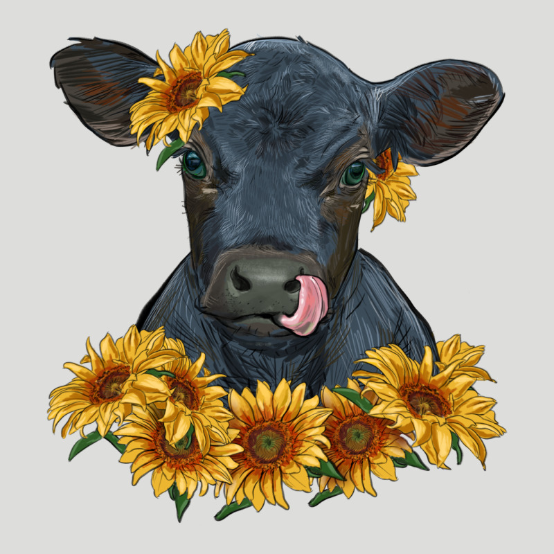 Black Angus Calf With Sunflowers Zipper Hoodie by RanaPortraitStore | Teevron