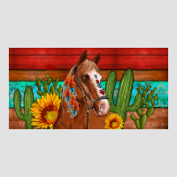 Aztec Horse Cactus And Sunflowers License Plate Template Premium Hoodie | Teevron