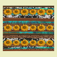 Sunflowers Leopard Cowhide Turquoise Urban Hoodie | Teevron