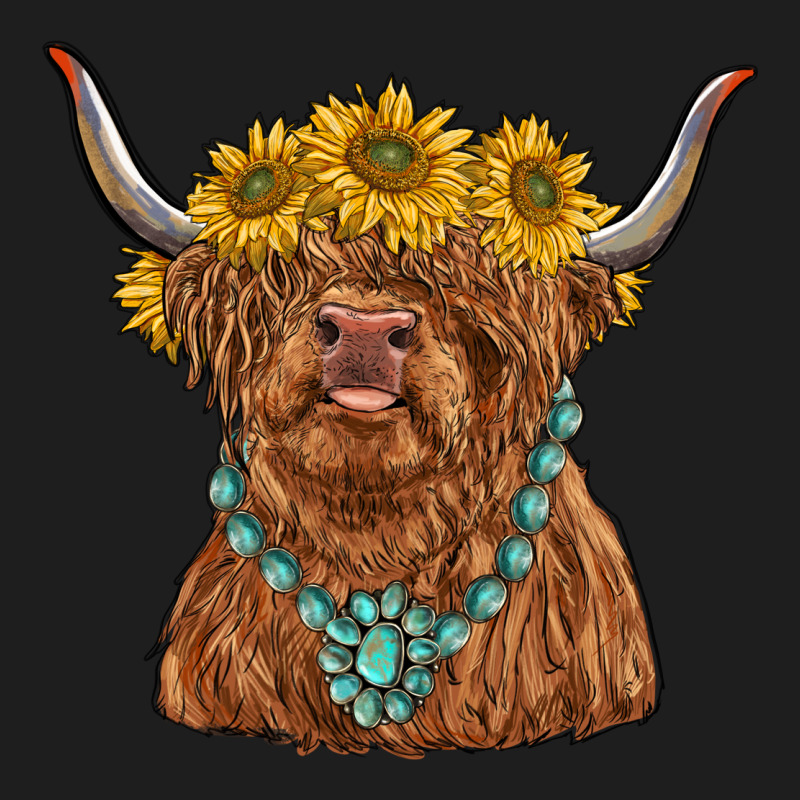 Highland Cow With Sunflower And Gemstone Heavyweight Hoodie by RanaPortraitStore | Teevron