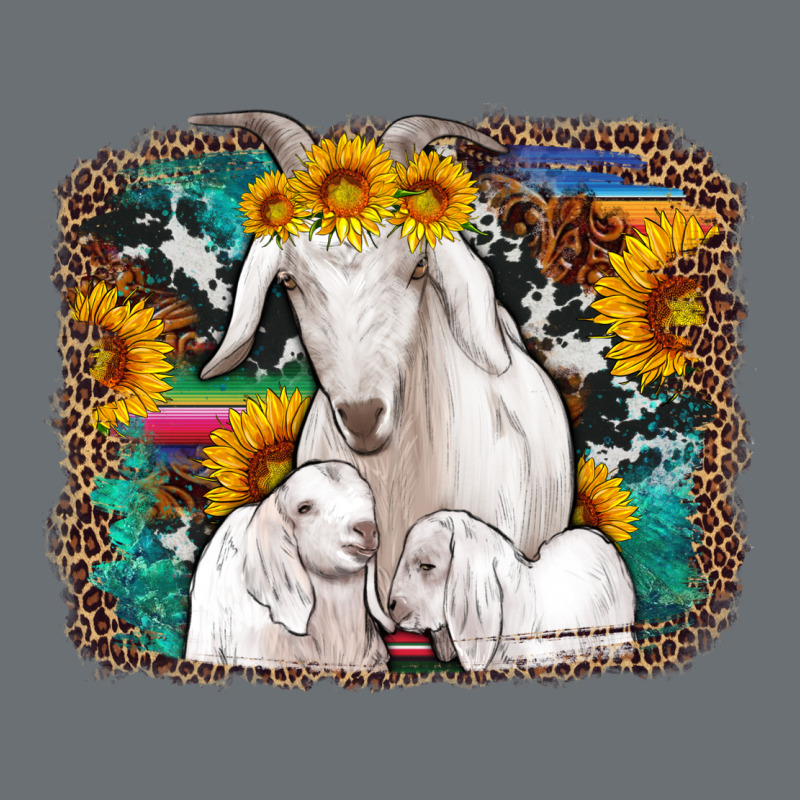 Goat Family With Sunflowers Western Serape Turquoise Background Premium Hoodie by Artiststas | Teevron