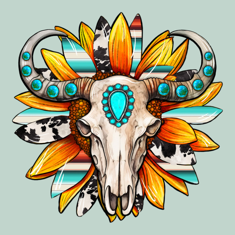 Western Bull Skull Sunflower Zipper Hoodie by MaliasSmallBusiness | Teevron