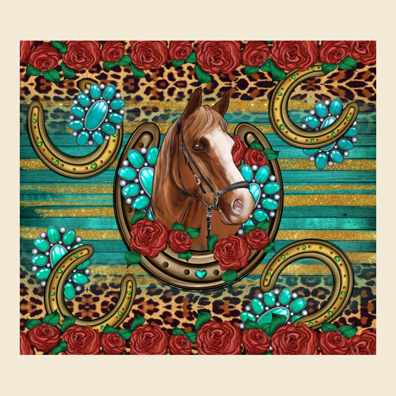 Western Horse Horseshoe Roses Gemstones Glitter Wooden Premium Hoodie by Artiststas | Teevron