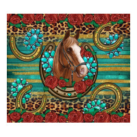 western horse horseshoe roses gemstones glitter wooden | Teevron