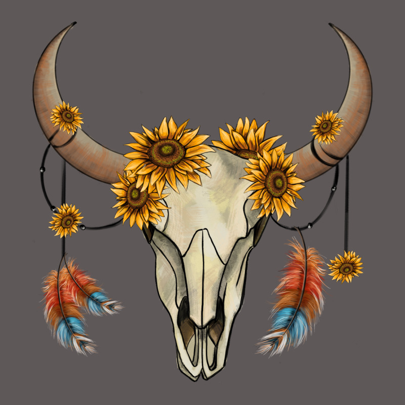 Bull Skull Sunflowers And Feathers Premium Hoodie by AdoDesignShop | Teevron