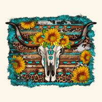 Longhorn Bull Skull Western Turquoise Background Premium Hoodie | Teevron