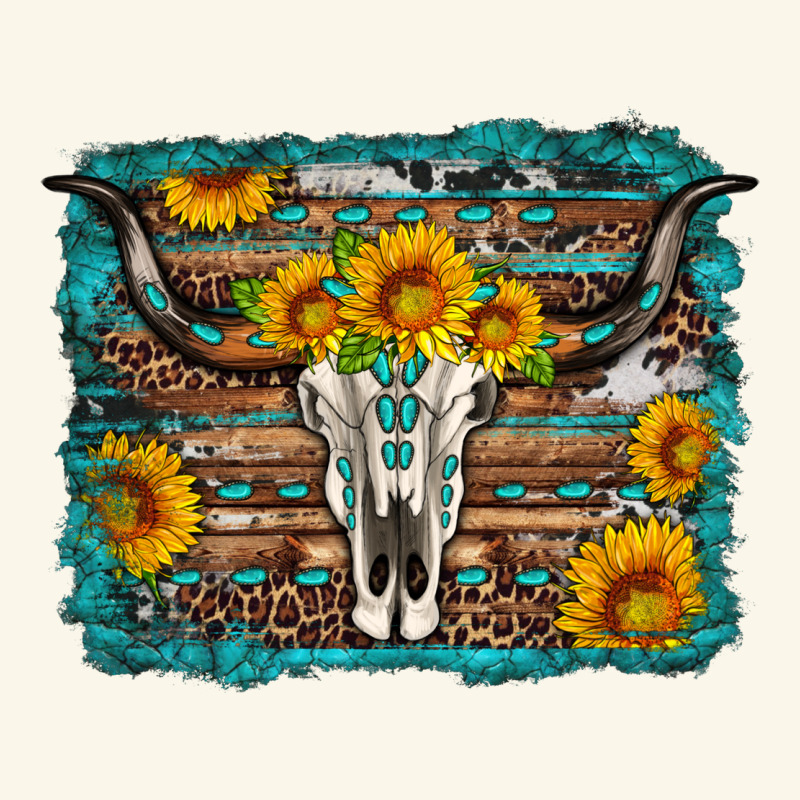Longhorn Bull Skull Western Turquoise Background Premium Hoodie by Artiststas | Teevron