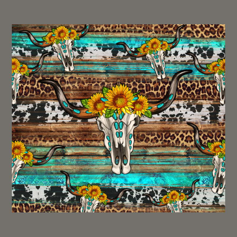 Longhorn Bull Skull Cowhide Leopard Turquoise Premium Hoodie by Artiststas | Teevron