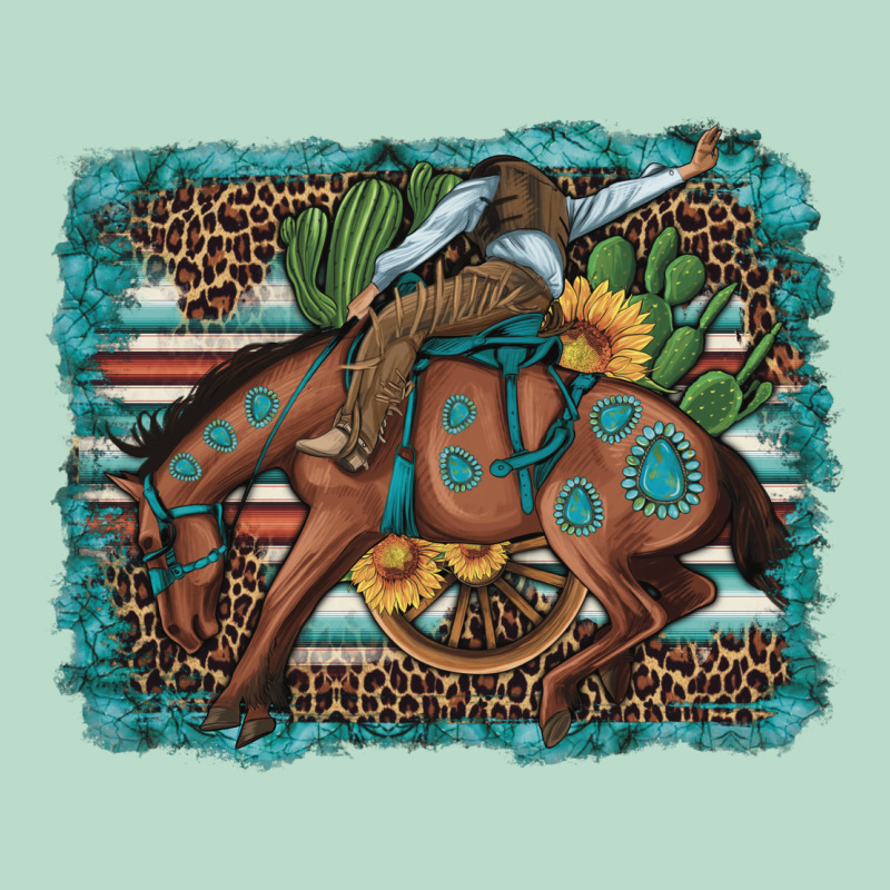 Bucking Bronco Cowboy Rodeo Cactus And Sunflowers Premium Hoodie by Artiststas | Teevron