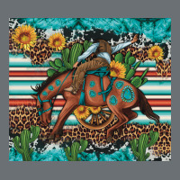 Bucking Bronco Cowboy Rodeo Cactus And Sunflowers Premium Hoodie | Teevron