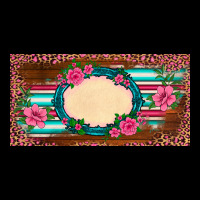 Western Pink Flovers Leopard Serape   License Plate Template Urban Hoodie | Teevron