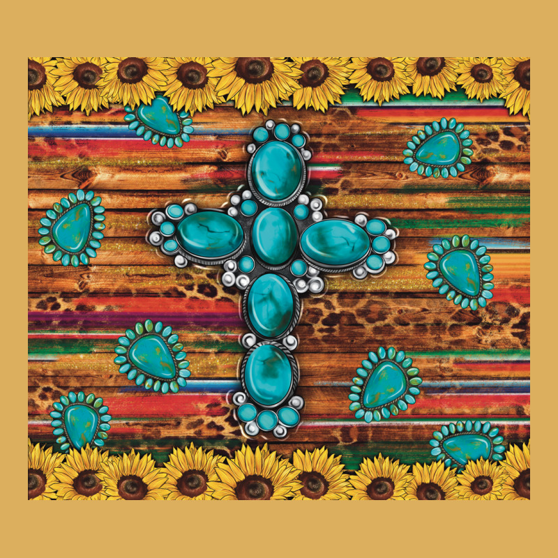 Western Gemstone Cross Sunflowers Leopard Serape Glitter Wooden Tumble Premium Hoodie by Artiststas | Teevron