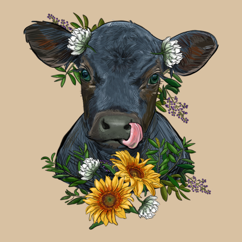 Baby Cow Black Angus Calf With Flowers Heavyweight Hoodie by RanaPortraitStore | Teevron