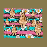 Easter Bunny With Daisy And Turquoise Cowhide Leopard  Background Premium Hoodie | Teevron