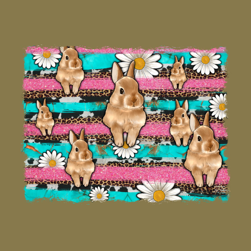 Easter Bunny With Daisy And Turquoise Cowhide Leopard  Background Premium Hoodie by Artiststas | Teevron