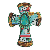 cross with leopard sunflower gemstone serape cowhide | Teevron