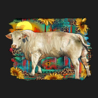 Western Charolais Bull And Aztec Sunflower Background Heavyweight Hoodie | Teevron