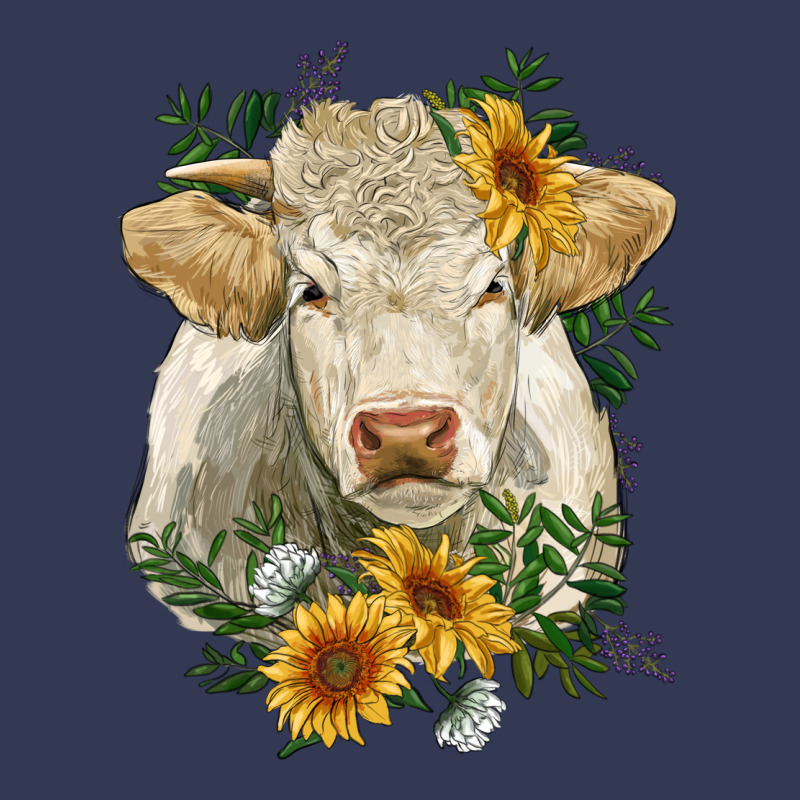 Charolais Cattle With Sunflowers Heavyweight Hoodie by RanaPortraitStore | Teevron