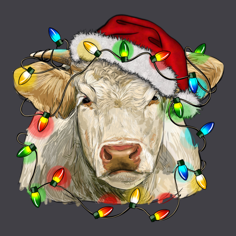 Charolais Cattle Cow With Christmas Lights And Hat Heavyweight Hoodie by RanaPortraitStore | Teevron
