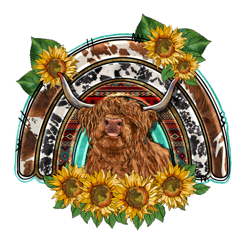 Scottish Calf Sunflowers Rainbow Long Sleeve Tee by BarkalooDesign | Teevron
