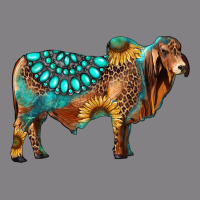 Brahman Bull Gemstone Turquoise And Sunflower Heavyweight Hoodie | Teevron