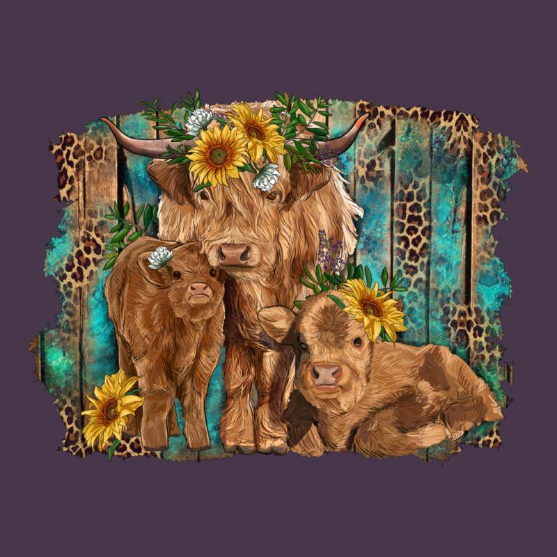 Highland Cow Family Cattle And Calf With Sunflower And Turquoise Backg Heavyweight Hoodie by RanaPortraitStore | Teevron