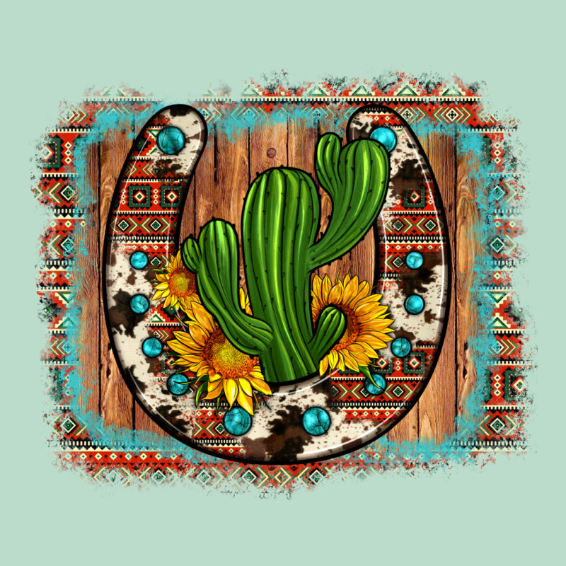Cactus Sunflower Cowhide Horseshoe  Background Premium Hoodie by Artiststas | Teevron
