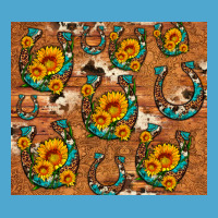 Sunflower Turquoise Leopard Cowhide Horseshoe Premium Hoodie | Teevron