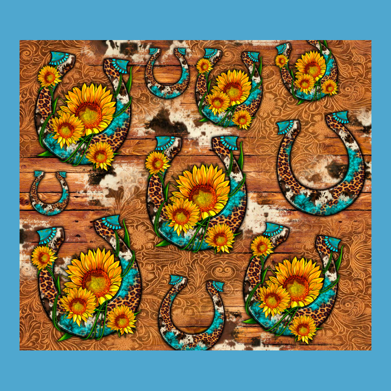 Sunflower Turquoise Leopard Cowhide Horseshoe Premium Hoodie by Artiststas | Teevron