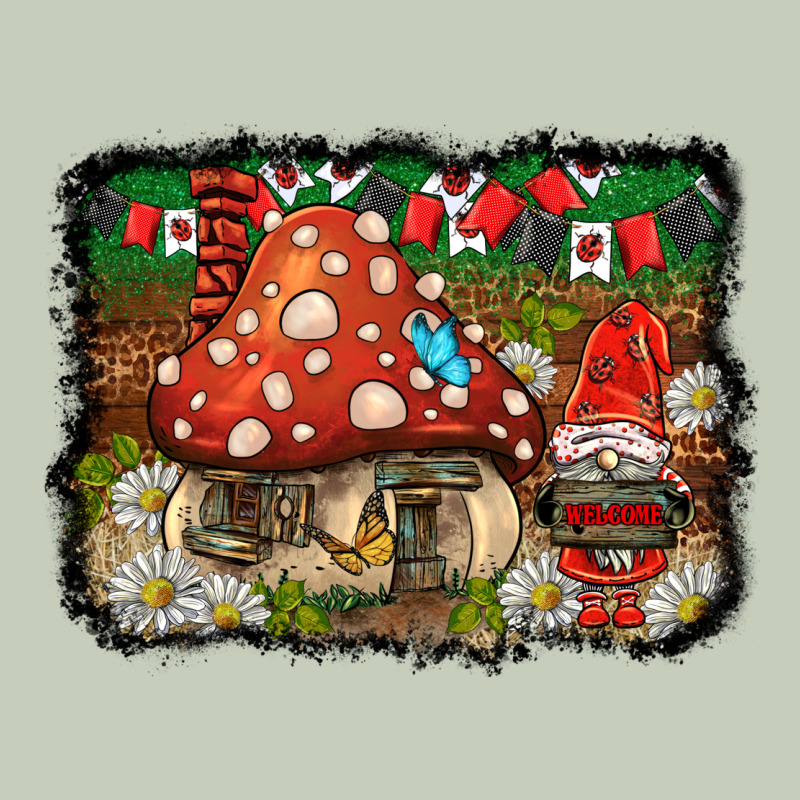 Welcome Ladybug Gnome Background Long Sleeve Tee by BarkalooDesign | Teevron