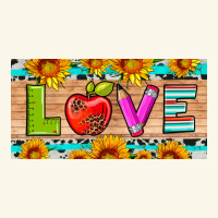 Love And Sunflower With Pen And Apple License Plate Template Premium Hoodie | Teevron
