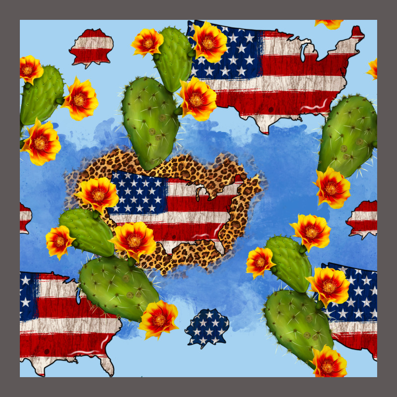 Usa Map Cactus And Sunflower Seamless Pattern Premium Hoodie by BundleAndBundleShop | Teevron