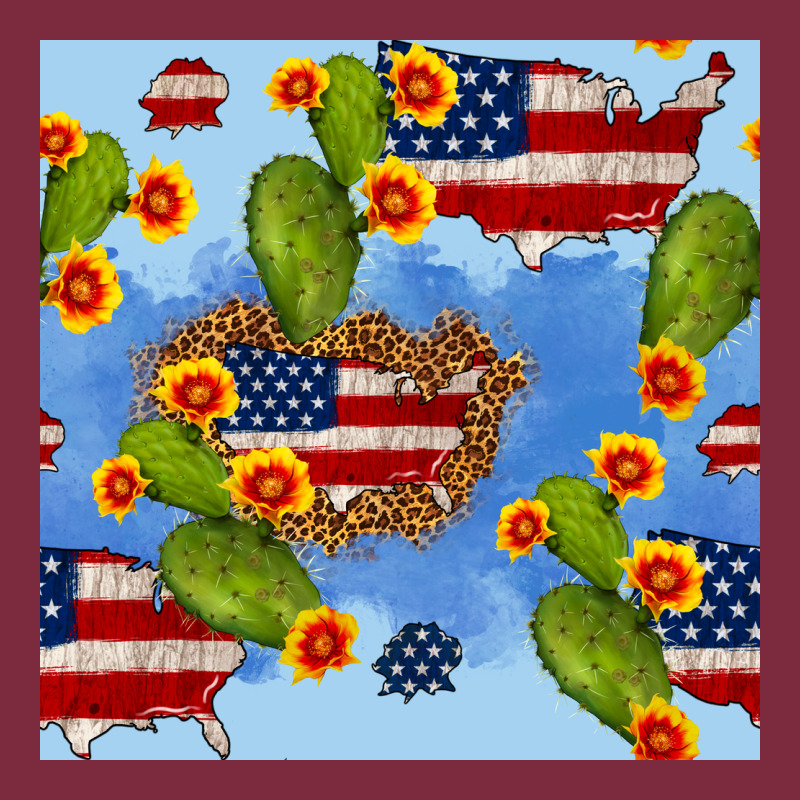 Usa Map Cactus And Sunflower Seamless Pattern Premium Hoodie by BundleAndBundleShop | Teevron