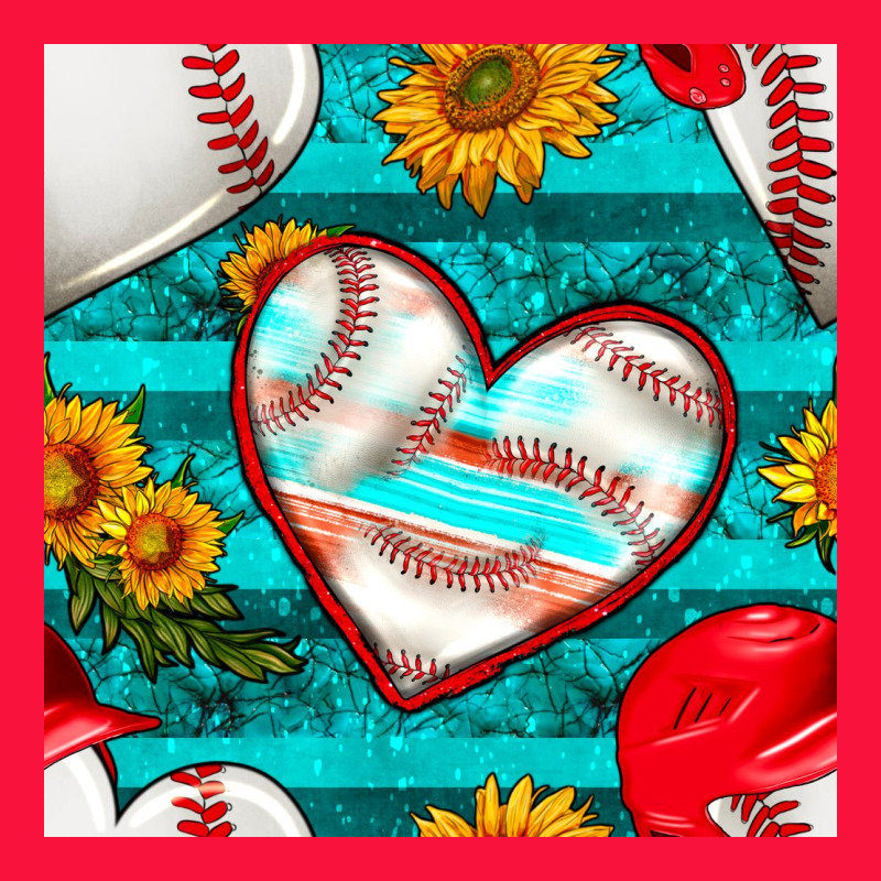 Baseball Hearts And Sunflowers With Turquoise Gemstone Seamless Patter Classic Tee by BundleAndBundleShop | Teevron