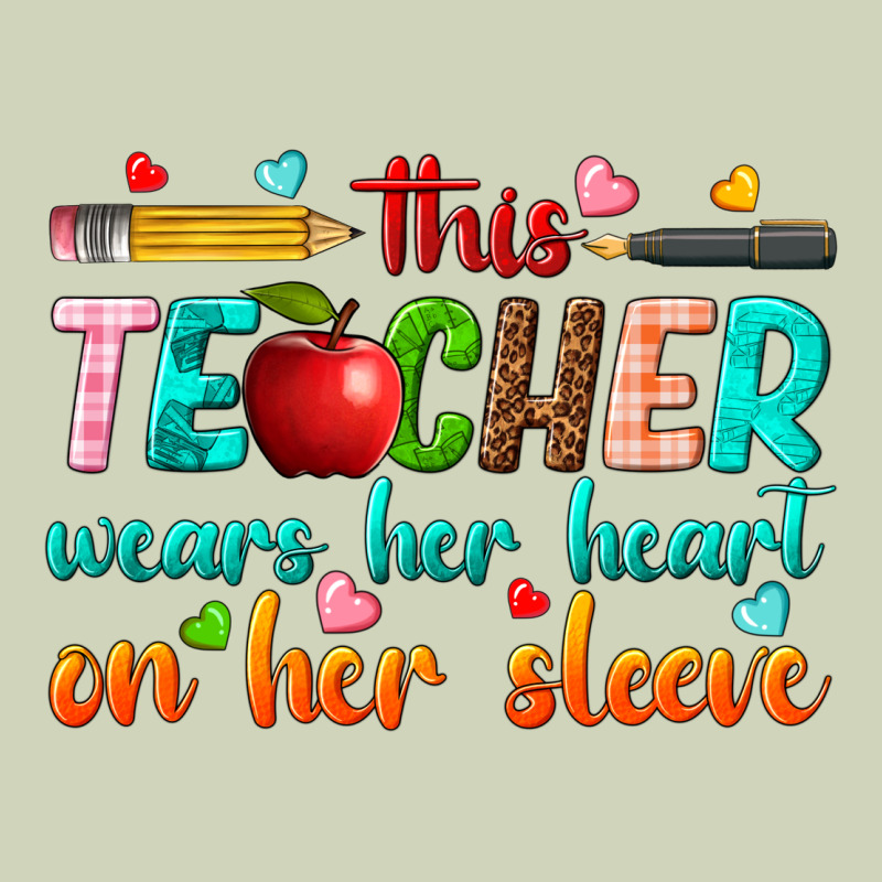 This Teacher Wears Her Heart On Her Sleeve Heavyweight Hoodie by texasbilliewilder | Teevron