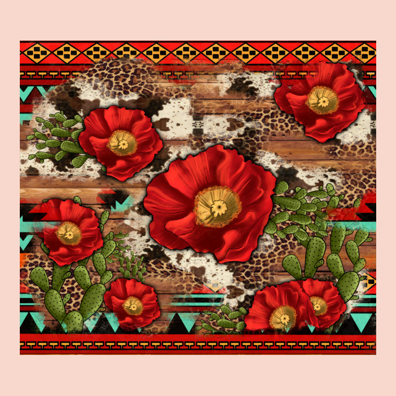 Red Flower And Cactus With Cowhide And Aztec Urban Hoodie by Artiststas | Teevron