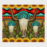Bull Skulls Gemstones And Cactus With Leopard And Aztec Urban Hoodie | Teevron