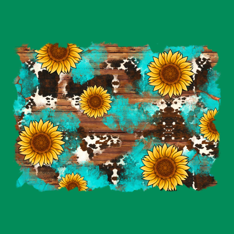Sunflower And Cowhides With Wood And Turquoise Background Urban Hoodie by Artiststas | Teevron