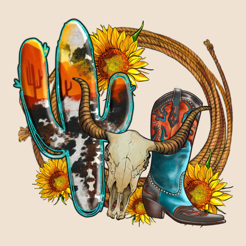 Western Cactus Bullskull And Boots With Sunflowers And Serape Leopard Urban Hoodie by Artiststas | Teevron