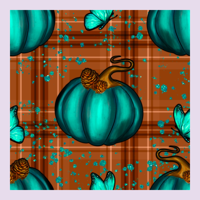 Turquoise Pumpkin Plaid Seamless Pattern Premium Hoodie by BundleAndBundleShop | Teevron