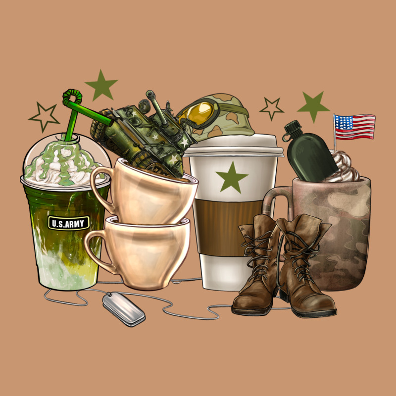 Coffee Cups Army Heavyweight Hoodie by texasbilliewilder | Teevron