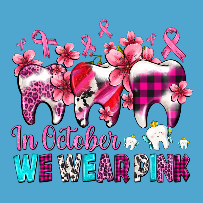 In October We Wear Pink Cancer Ribbon With Teeth Premium Hoodie by AdoDesignShop | Teevron