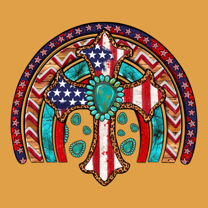 Gemstone Cross American Flag Turquoise Rainbow Premium Hoodie by Artiststas | Teevron