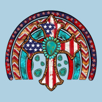 Gemstone Cross American Flag Turquoise Rainbow Premium Hoodie | Teevron