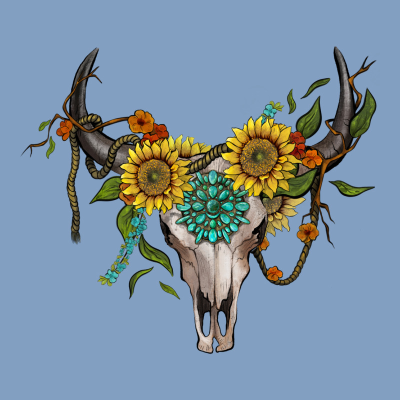 Boho Bullskull With Sunflower And Gemstone Urban Hoodie by Artiststas | Teevron