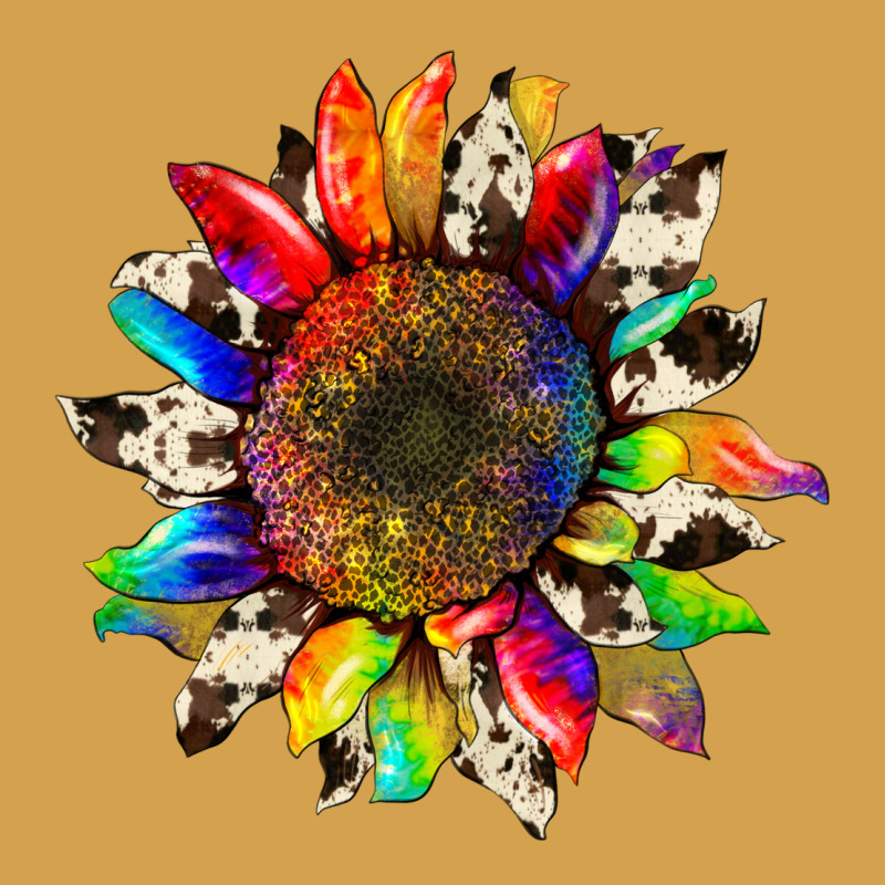 Tie Dye Sunflower With Cowhide Urban Hoodie by Artiststas | Teevron