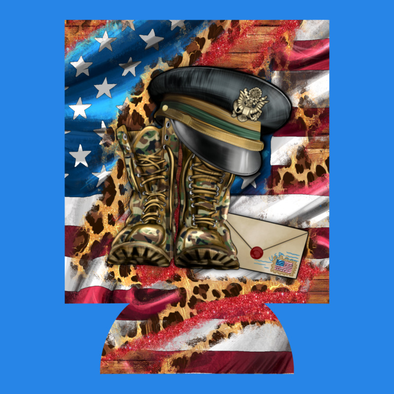 Usa Flag And Leopard With Boots 12 Oz Regular Can Cooler Premium Hoodie by Artiststas | Teevron